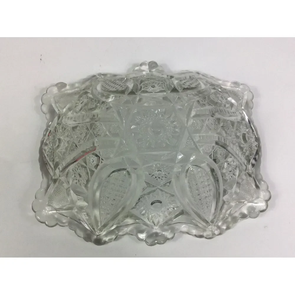 Vtg Crystal Bowl 10in Clear Cut Glass Candy‎ Dish Home Decor Victorian 10x8 in